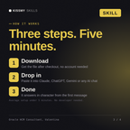 How the Oracle HCM Consultant, Valentina AI skill works in three steps: download, drop it into your AI chat, done