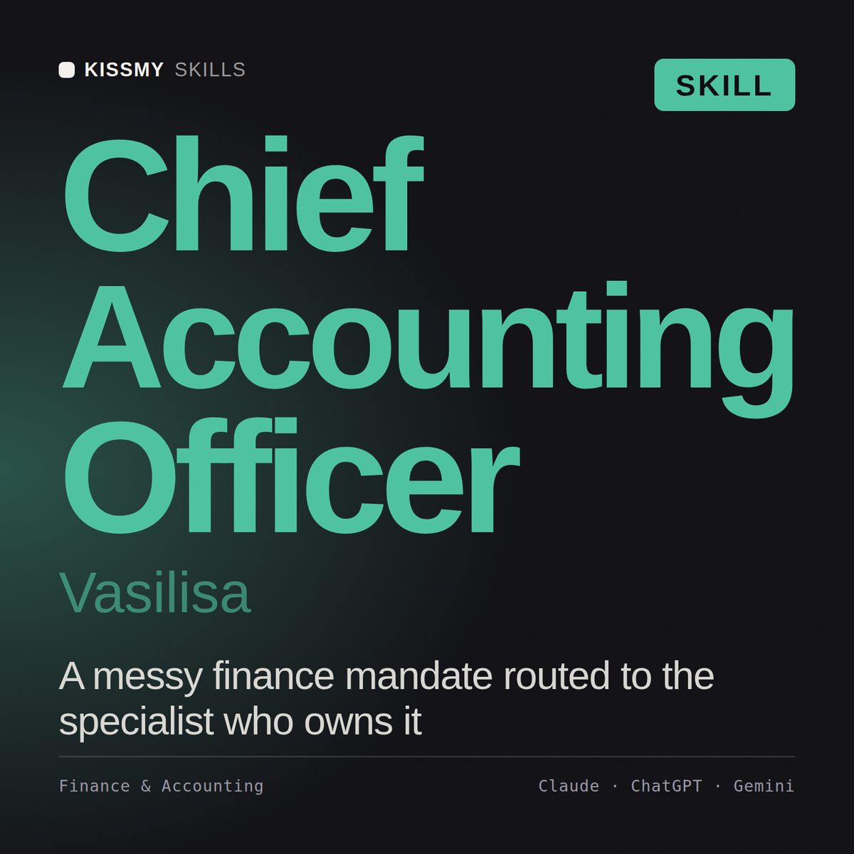 Chief Accounting Officer, Vasilisa AI skill by KissMySkills, cover
