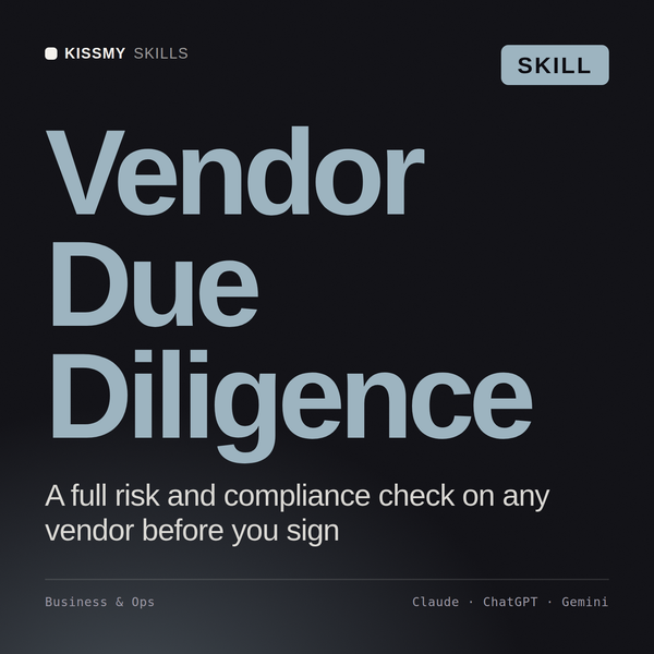 Vendor Due Diligence AI skill by KissMySkills, cover