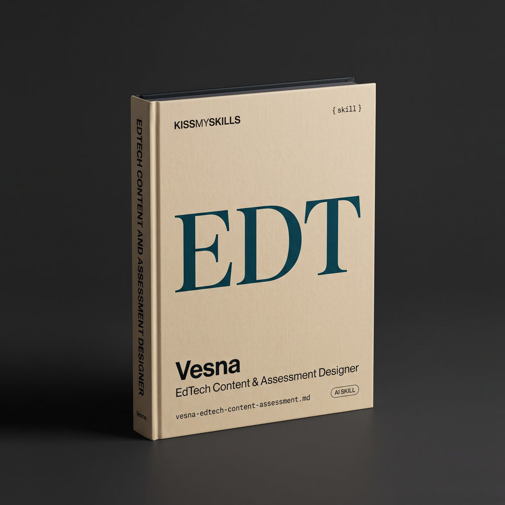 Vesna - EdTech Content & Assessment Designer Claude skill by KissMySkills, hardcover volume cover