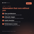 What's inside the Marketing Automation Lead, Vesna AI skill: Flow architecture, Lifecycle stages, Audit checklist, Performance review