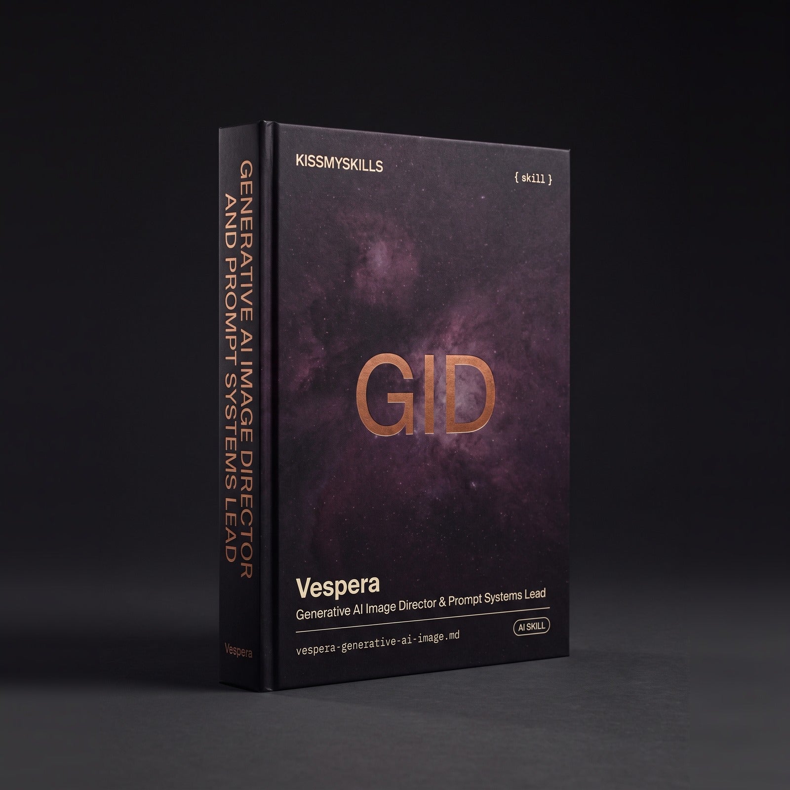 Generative AI Image Director & Prompt Systems Lead Claude skill by KissMySkills, hardcover volume cover