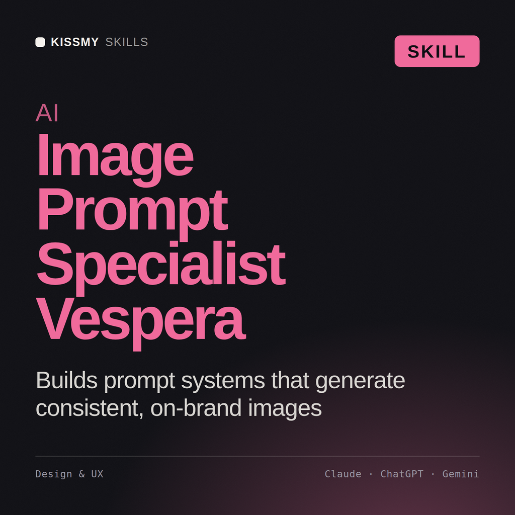 AI Image Prompt Specialist, Vespera AI skill by KissMySkills, cover
