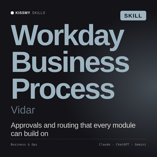 Workday Business Process, Vidar AI skill by KissMySkills, cover