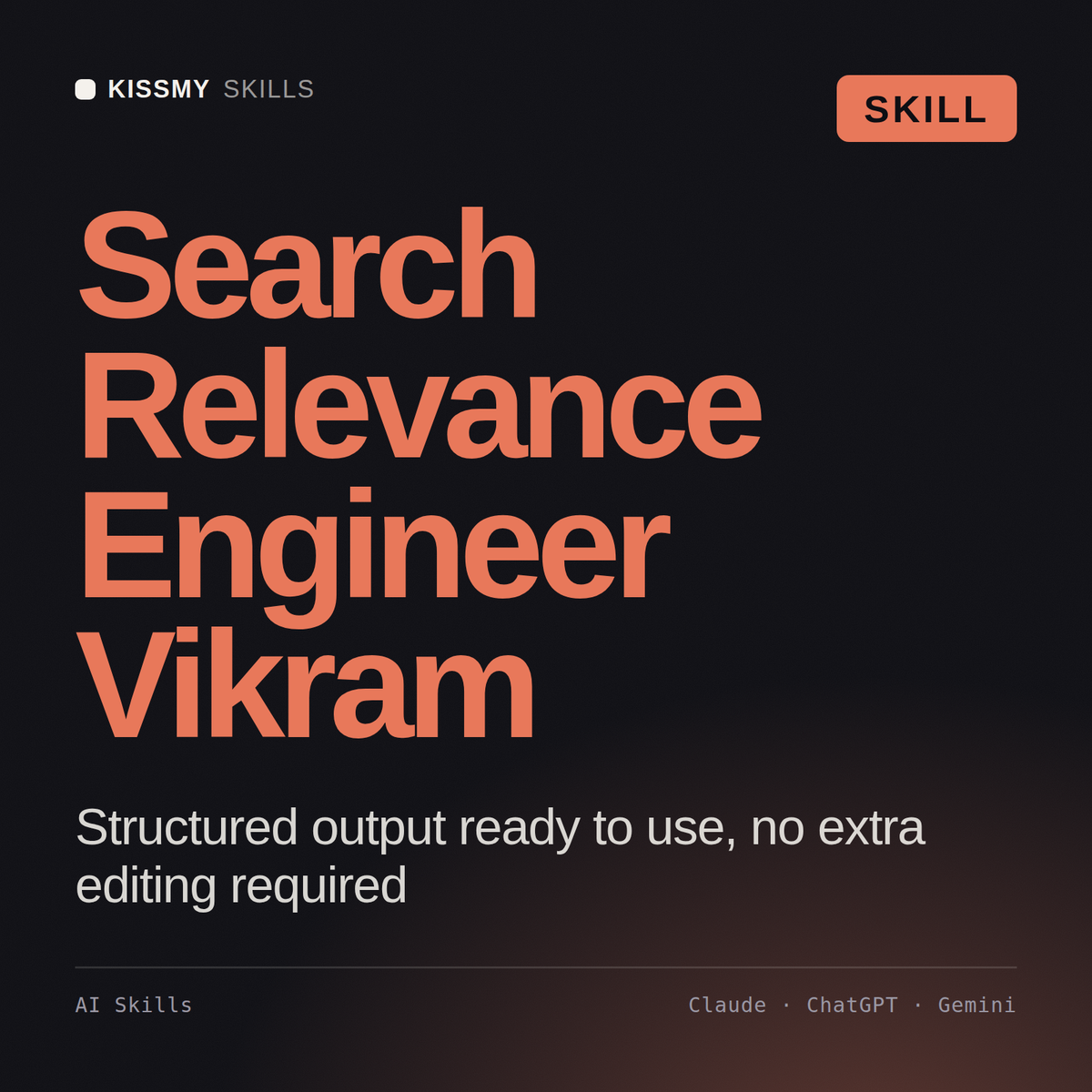 Search Relevance Engineer, Vikram AI skill by KissMySkills, cover