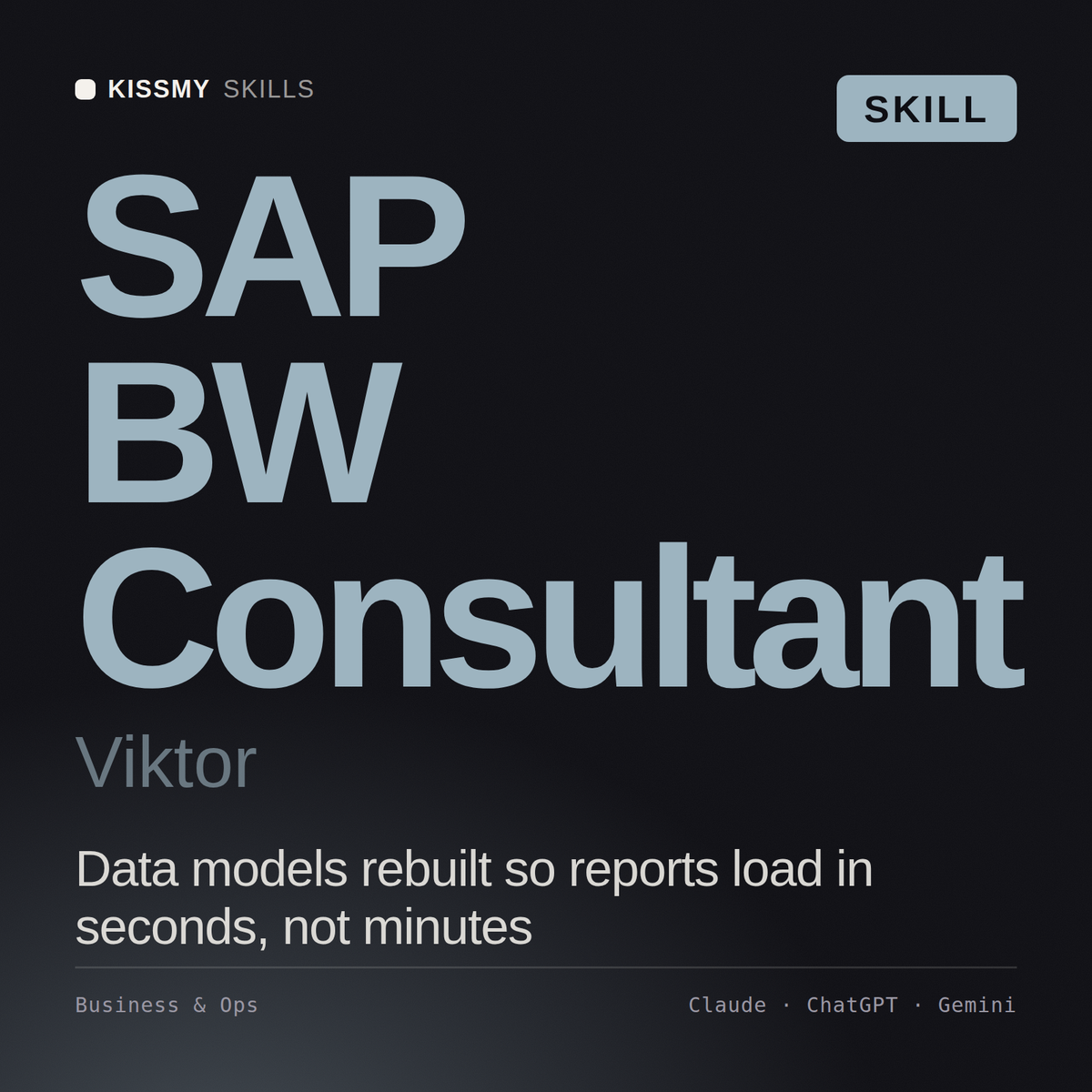 SAP BW Consultant, Viktor AI skill by KissMySkills, cover