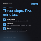 How the Software Architect, Viktor AI skill works in three steps: download, drop it into your AI chat, done