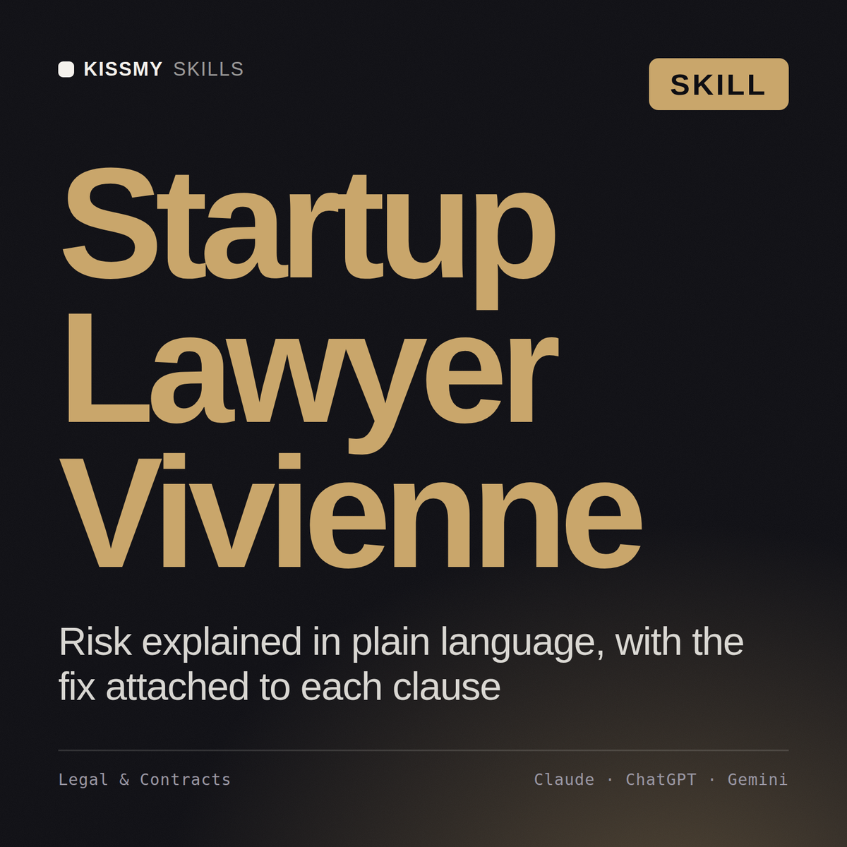 Startup Lawyer, Vivienne AI skill by KissMySkills, cover