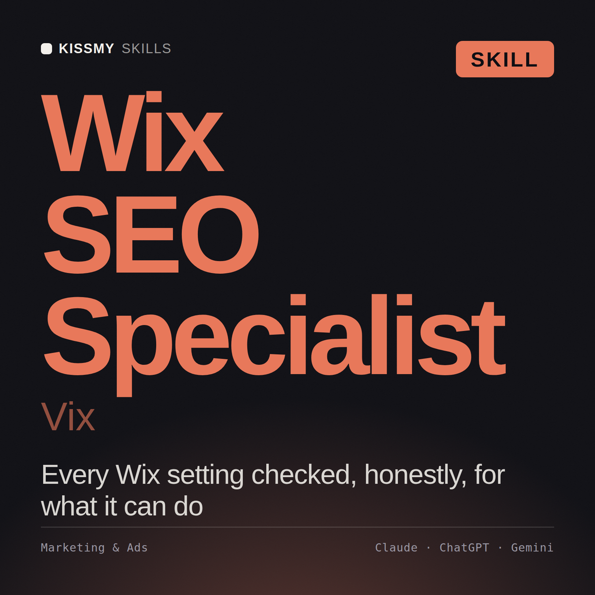 Wix SEO Specialist, Vix AI skill by KissMySkills, cover