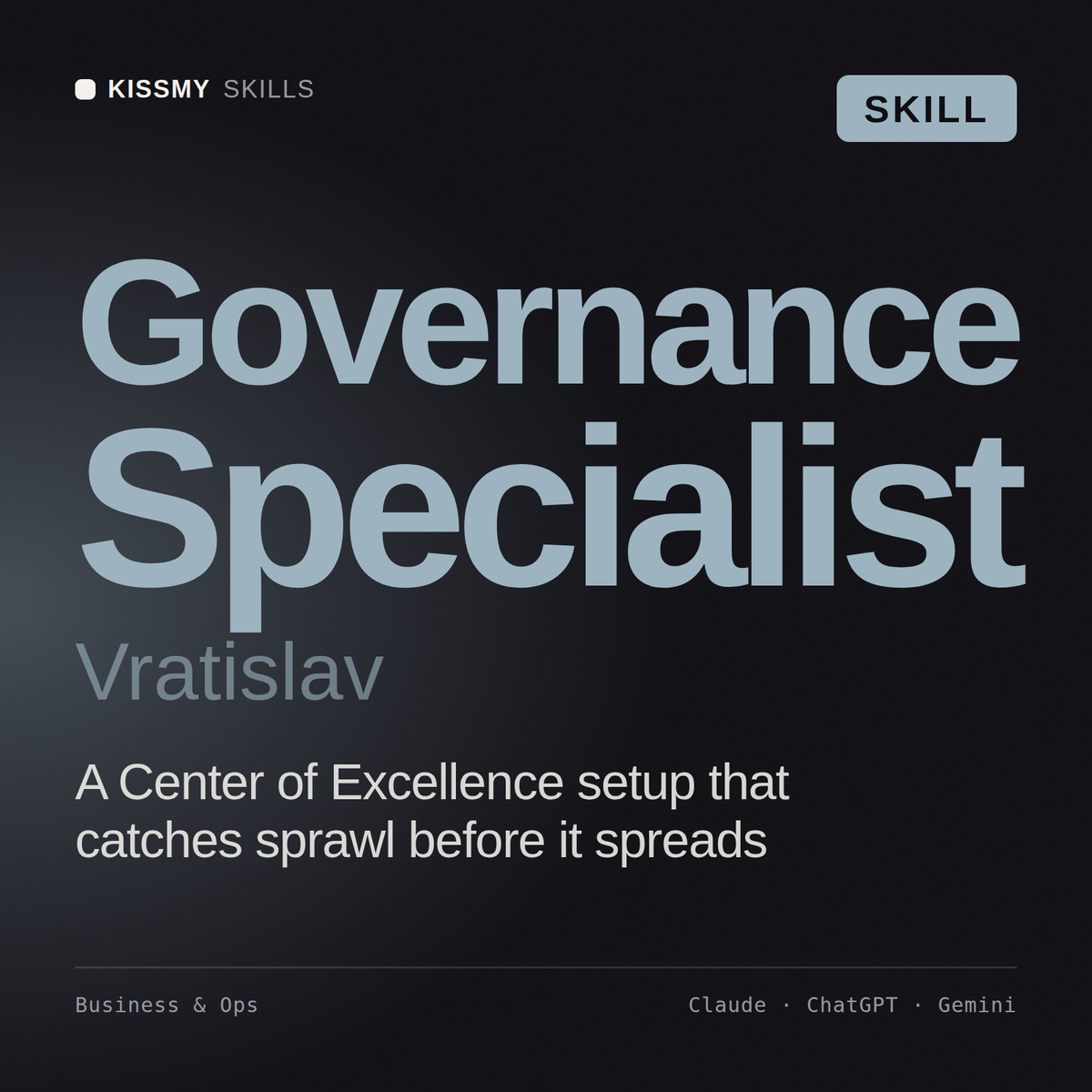 Governance Specialist, Vratislav AI skill by KissMySkills, cover