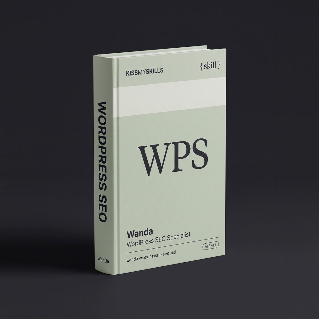 WordPress SEO Specialist Claude skill by KissMySkills, hardcover volume cover