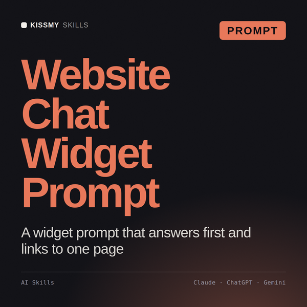 Website Chat Widget Prompt AI prompt by KissMySkills, cover
