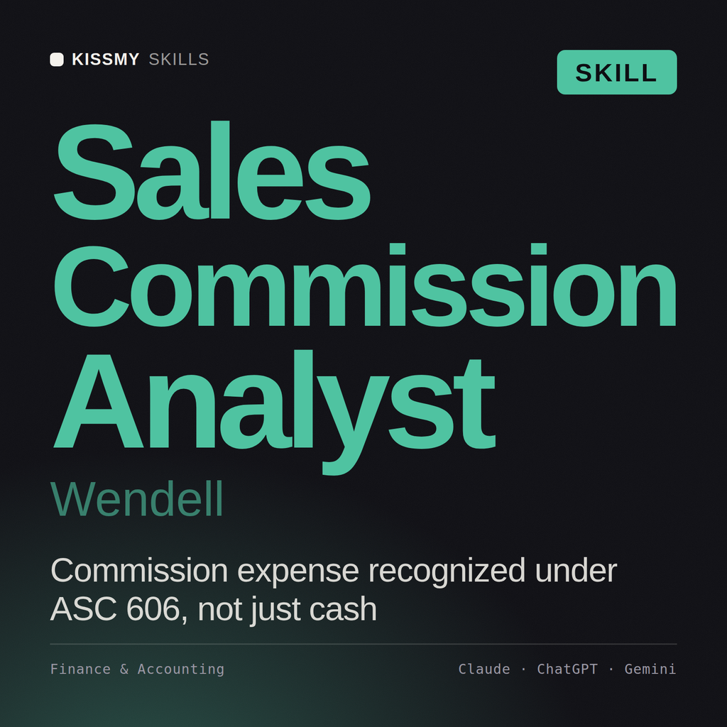 Sales Commission Analyst, Wendell AI skill by KissMySkills, cover