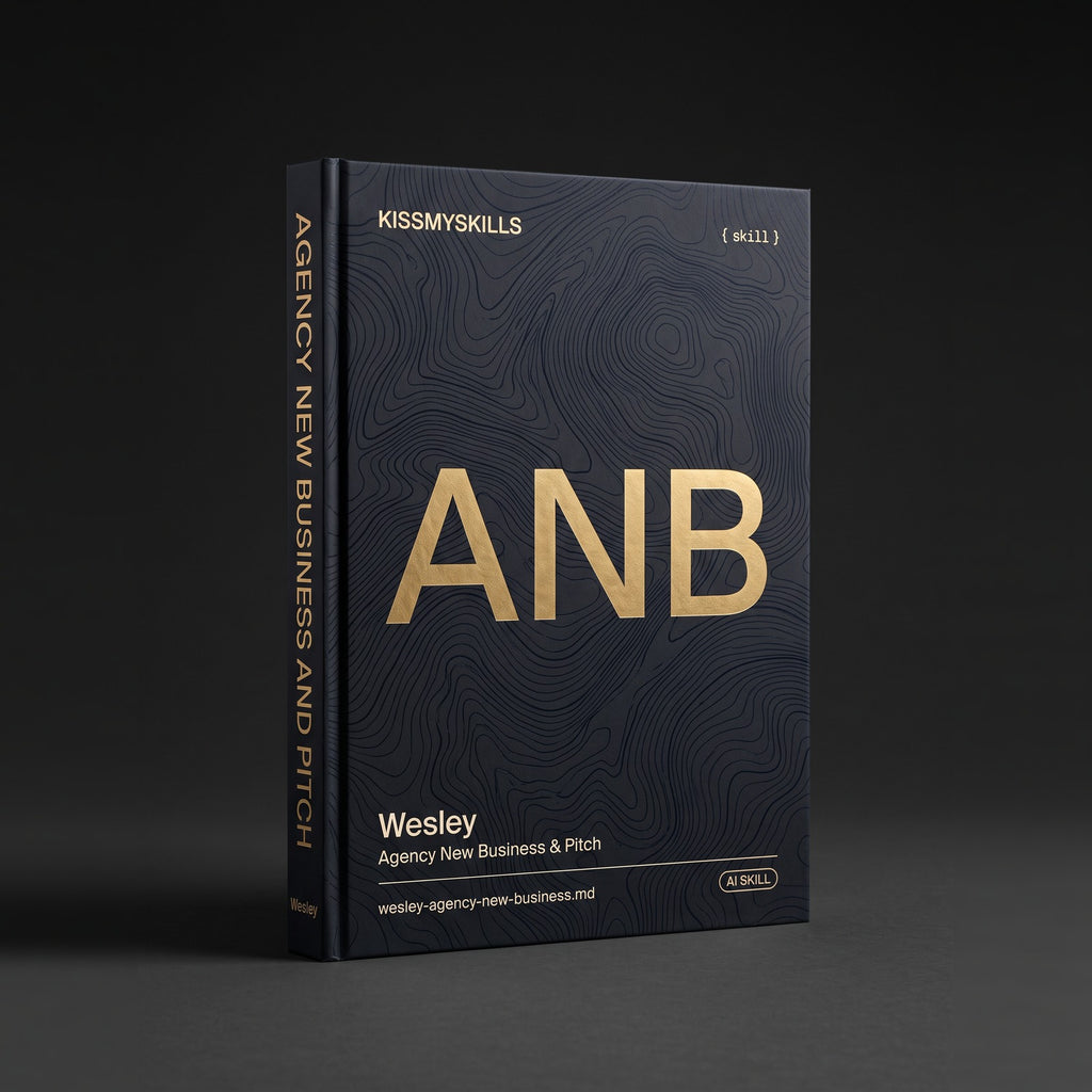 Agency New Business & Pitch Specialist Claude skill by KissMySkills, hardcover volume cover