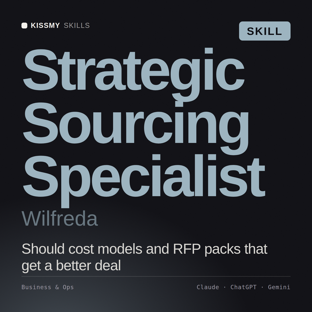 Strategic Sourcing Specialist, Wilfreda AI skill by KissMySkills, cover