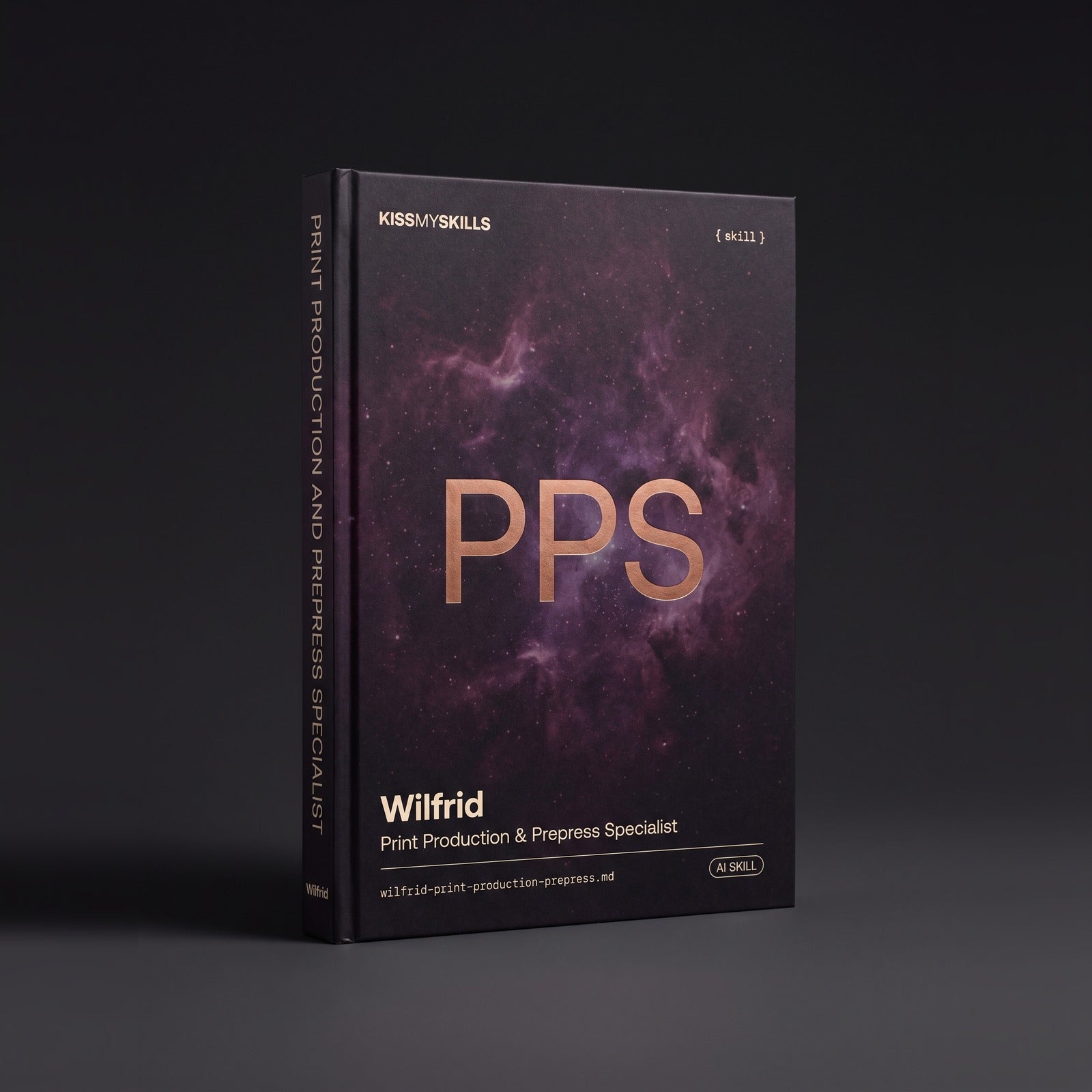 Print Production & Prepress Specialist Claude skill by KissMySkills, hardcover volume cover