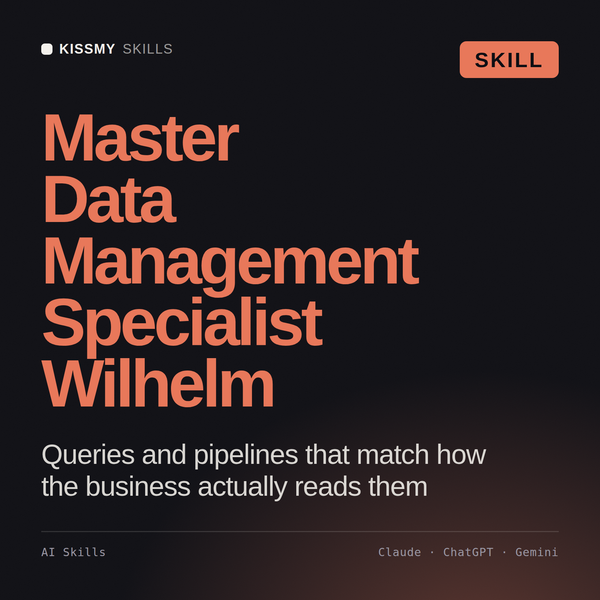 Master Data Management Specialist, Wilhelm AI skill by KissMySkills, cover