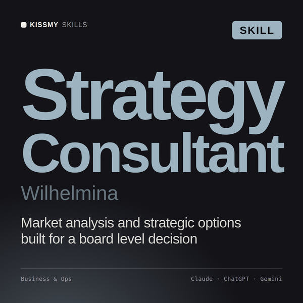 Strategy Consultant, Wilhelmina AI skill by KissMySkills, cover