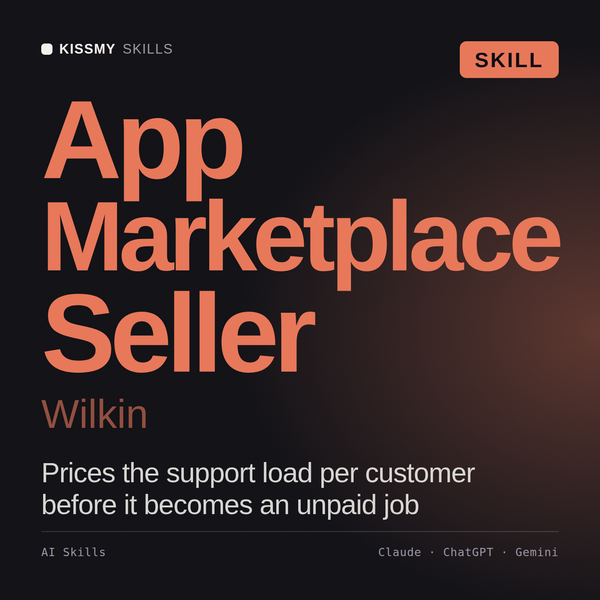 App Marketplace Seller, Wilkin AI skill by KissMySkills, cover
