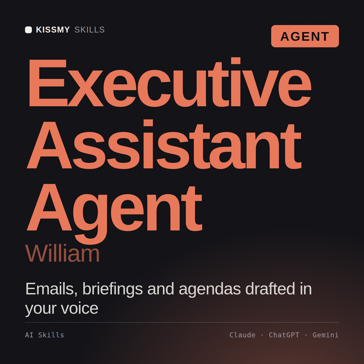 Executive Assistant Agent, William AI agent by KissMySkills, cover