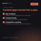 What's inside the SEO Competitor Agent, Willibald AI agent: Gap analysis, Content briefs, Competitor tracking