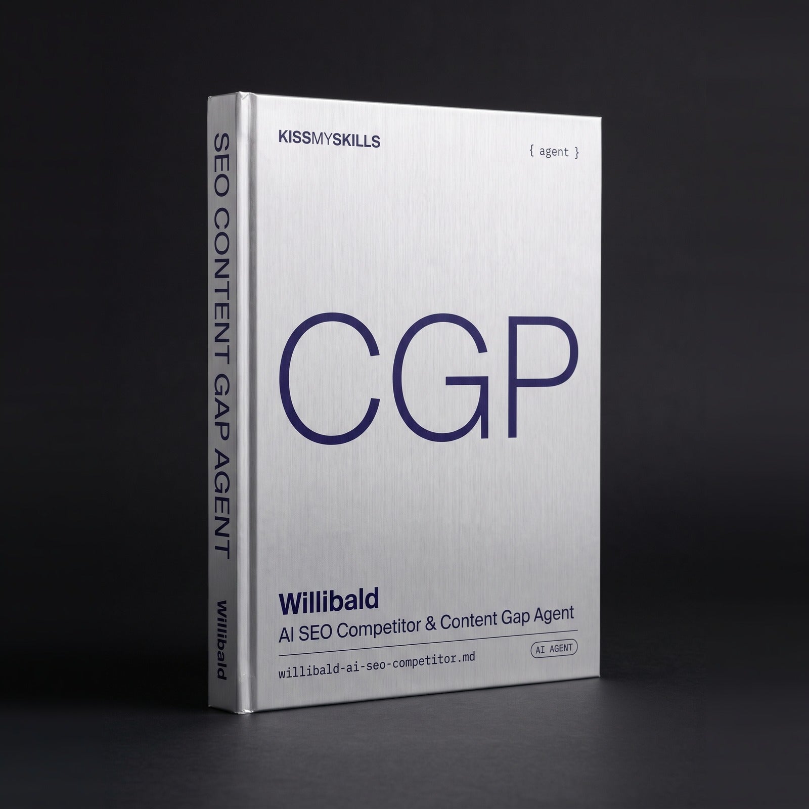 SEO Competitor & Content Gap Claude agent by KissMySkills, hardcover volume cover