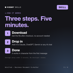 How the Winifred - Business Document Co-Author AI skill works in three steps: download, drop it into your AI chat, done