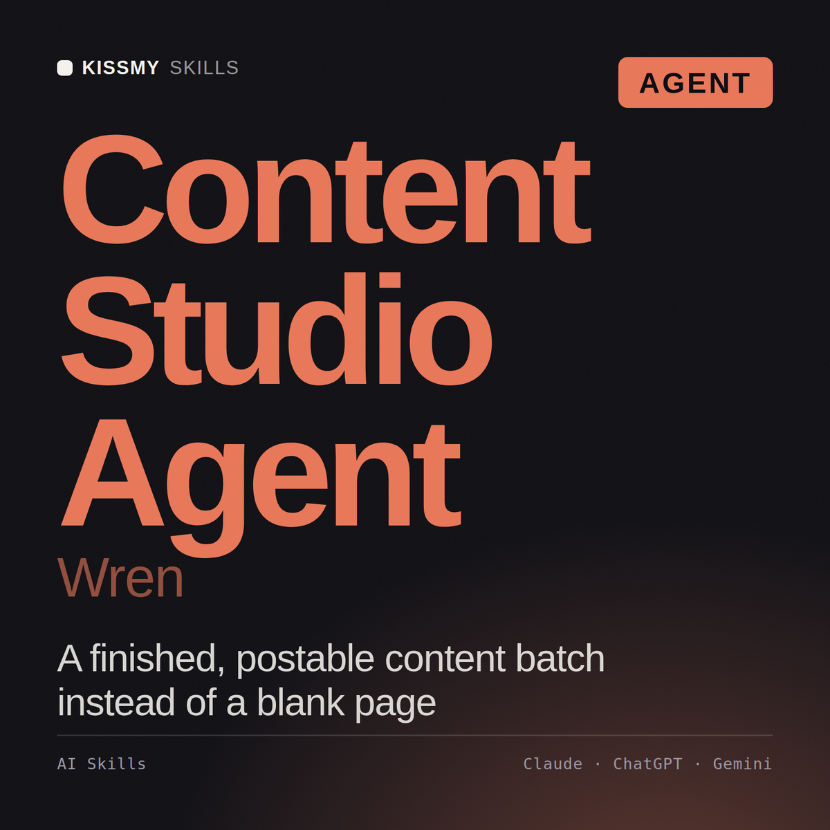 Content Studio Agent, Wren AI agent by KissMySkills, cover