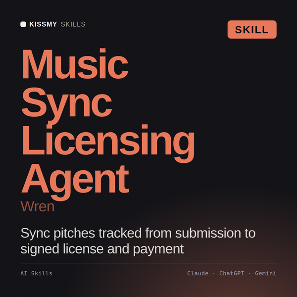 Music Sync Licensing Agent, Wren AI skill by KissMySkills, cover