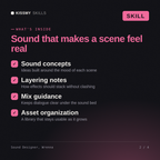 What's inside the Sound Designer, Wrenna AI skill: Sound concepts, Layering notes, Mix guidance, Asset organization