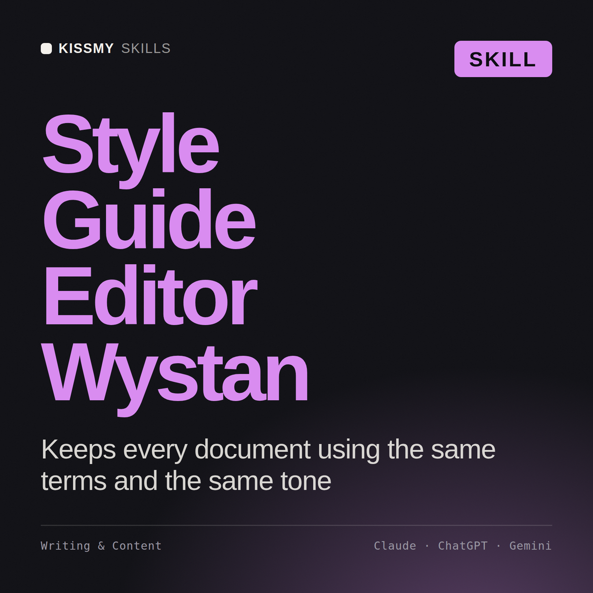 Style Guide Editor, Wystan AI skill by KissMySkills, cover