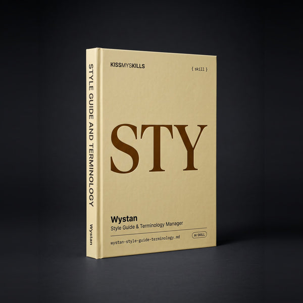 Style Guide & Terminology Manager Claude skill by KissMySkills, hardcover volume cover