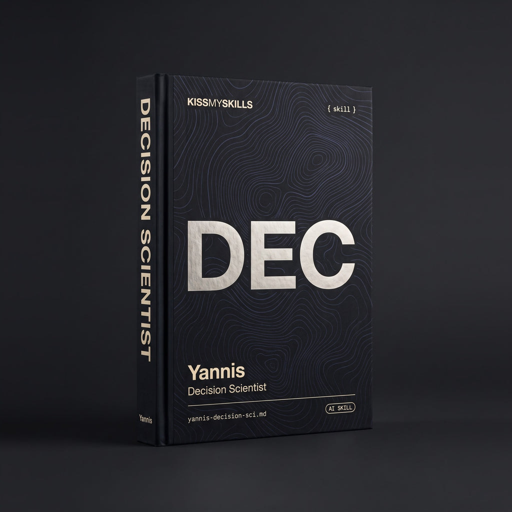 Yannis - Applied & Decision Scientist Claude skill by KissMySkills, hardcover volume cover