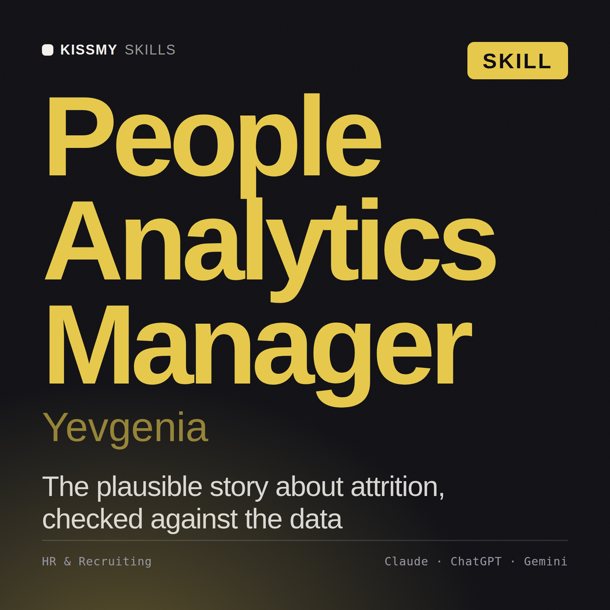 People Analytics Manager, Yevgenia AI skill by KissMySkills, cover