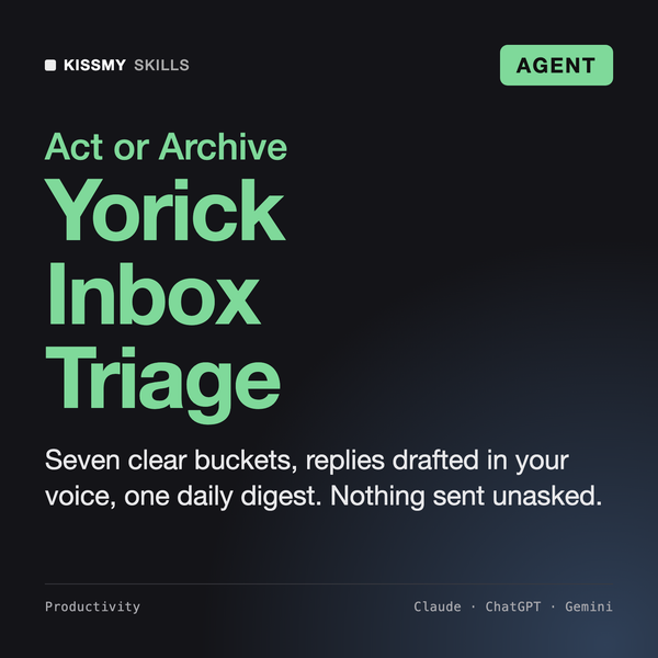 Yorick - Inbox Triage & Email Agent by KissMySkills, cover