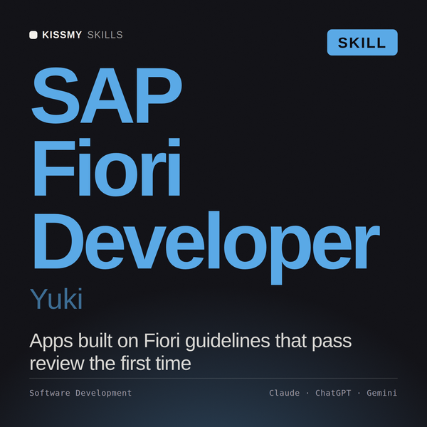 SAP Fiori Developer, Yuki AI skill by KissMySkills, cover