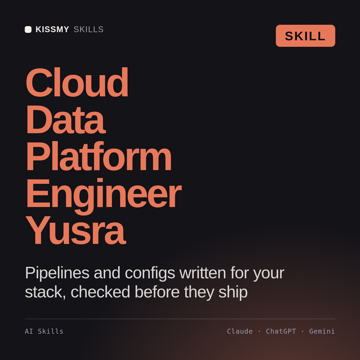 Cloud Data Platform Engineer, Yusra AI skill by KissMySkills, cover