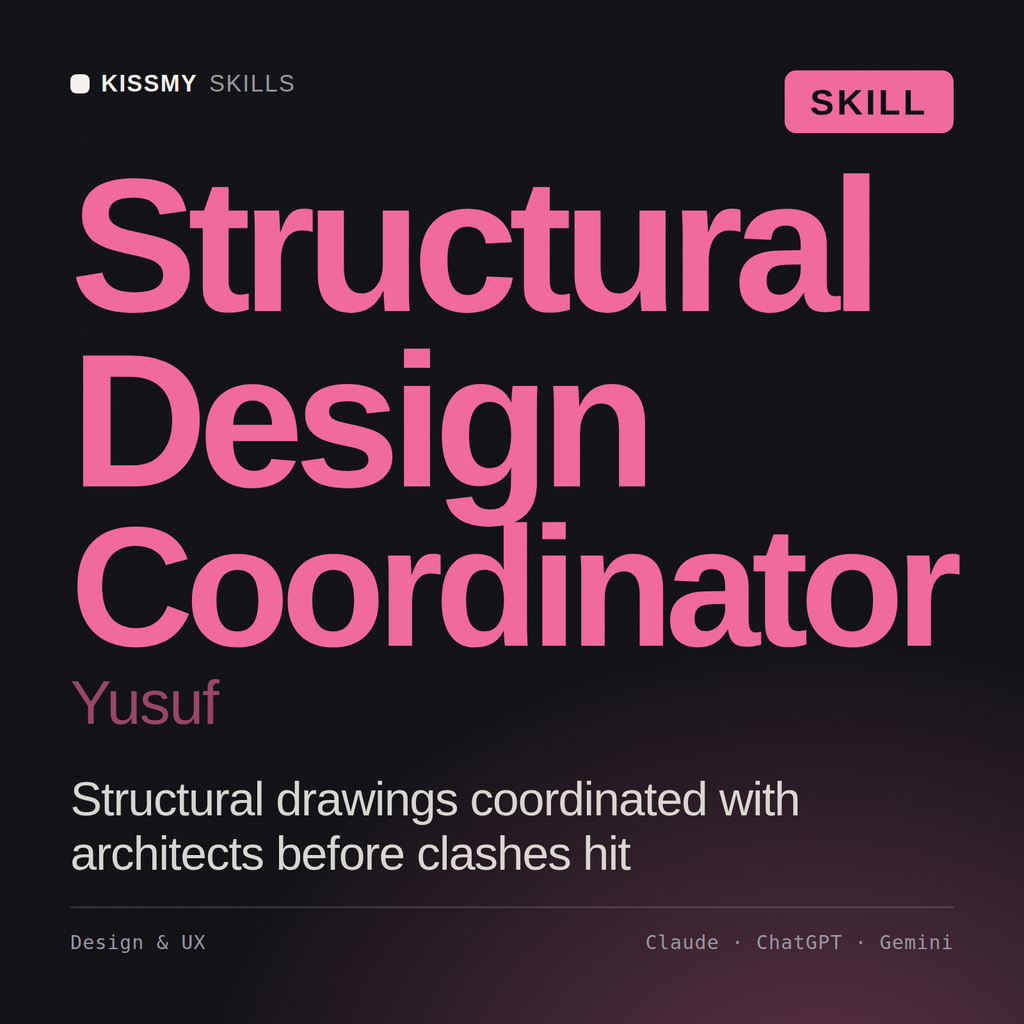 Structural Design Coordinator, Yusuf AI skill by KissMySkills, cover