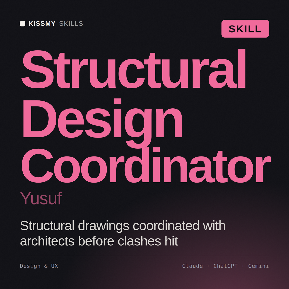 Structural Design Coordinator, Yusuf AI skill by KissMySkills, cover