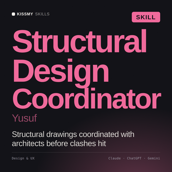 Structural Design Coordinator, Yusuf AI skill by KissMySkills, cover