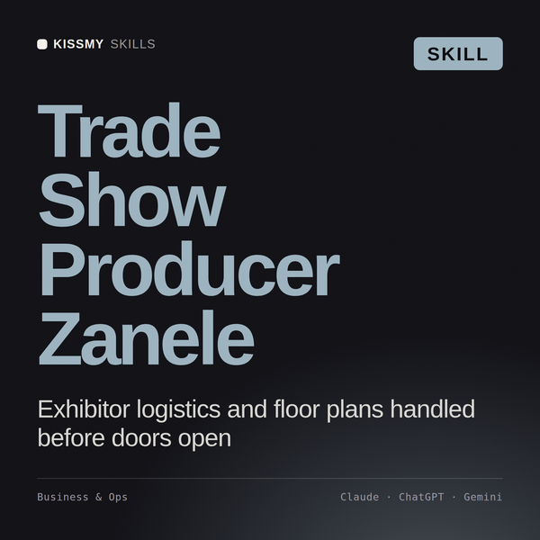 Trade Show Producer, Zanele AI skill by KissMySkills, cover