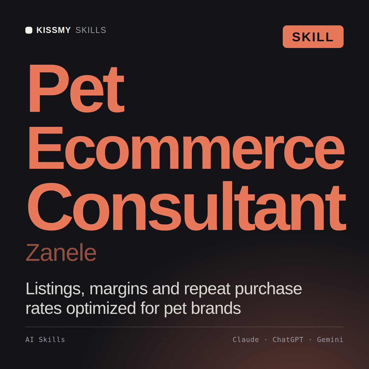 Pet Ecommerce Consultant, Zanele AI skill by KissMySkills, cover