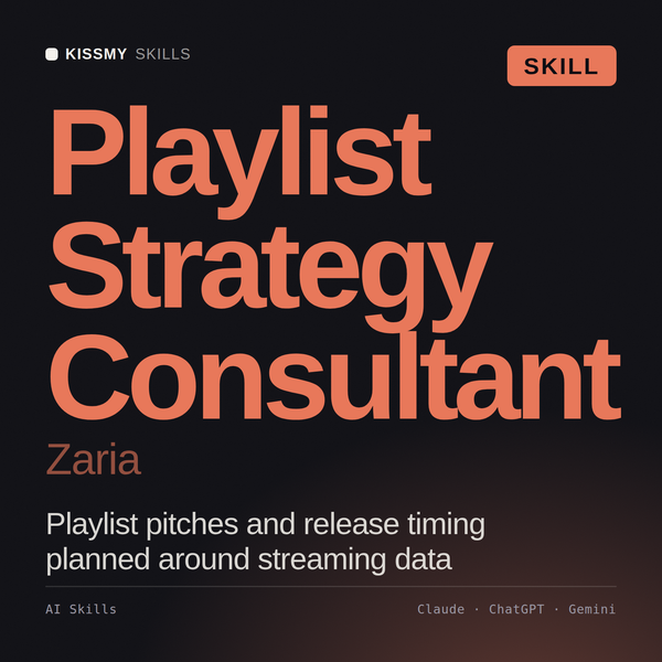 Playlist Strategy Consultant, Zaria AI skill by KissMySkills, cover