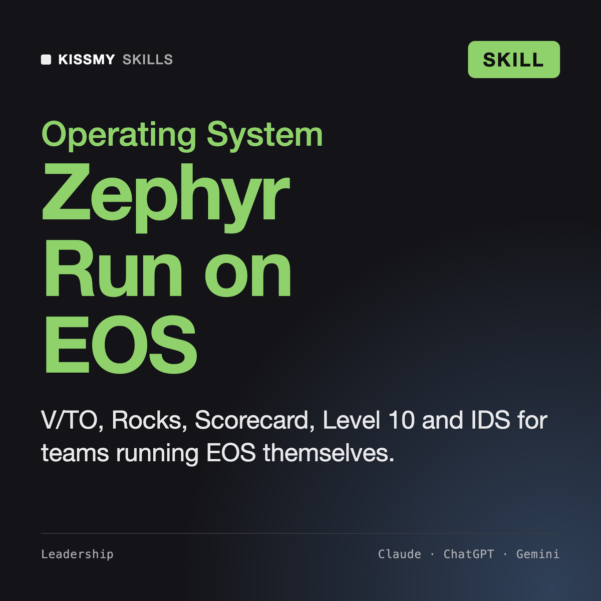 Zephyr - EOS Traction Implementer AI skill by KissMySkills, cover