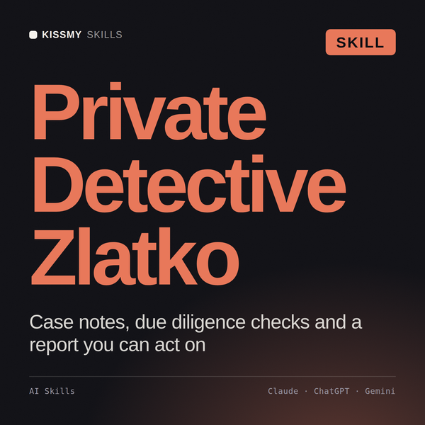 Private Detective, Zlatko AI skill by KissMySkills, cover