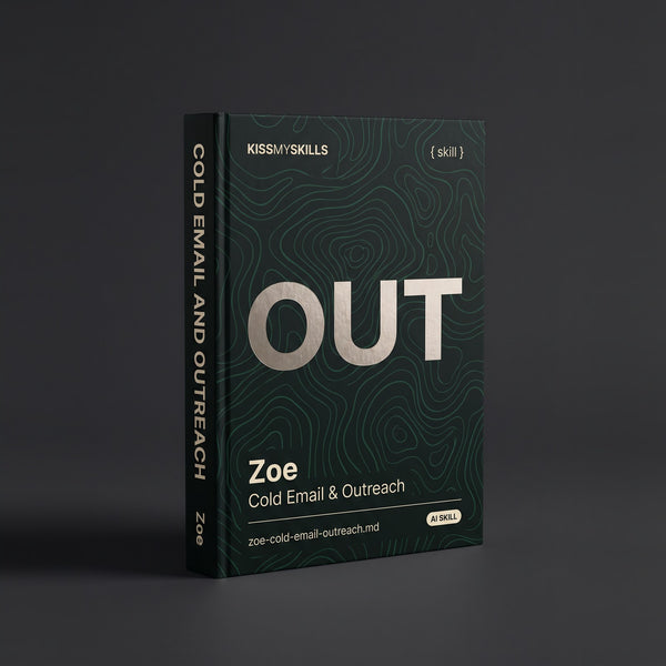 Cold Email & Outreach Claude skill by KissMySkills, hardcover volume cover