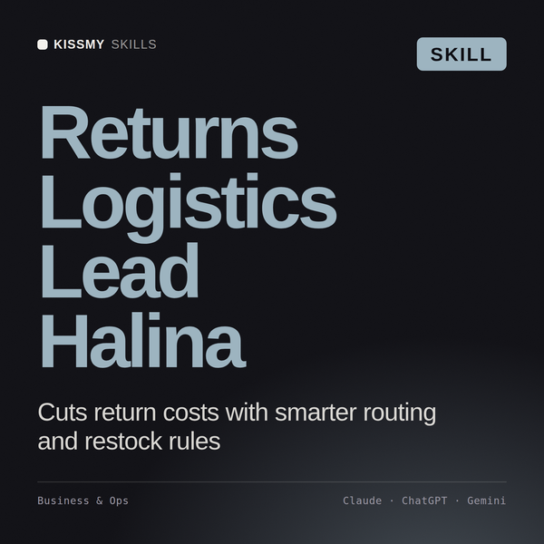 Returns Logistics Lead, Halina AI skill by KissMySkills, cover