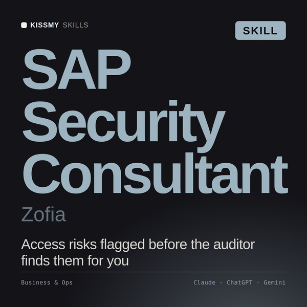 SAP Security Consultant, Zofia AI skill by KissMySkills, cover