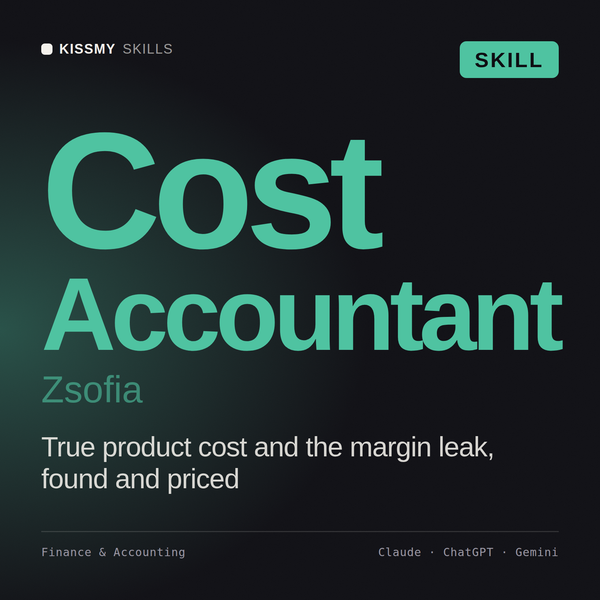 Cost Accountant, Zsofia AI skill by KissMySkills, cover