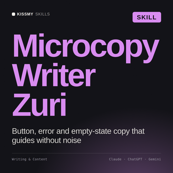 Microcopy Writer, Zuri AI skill by KissMySkills, cover